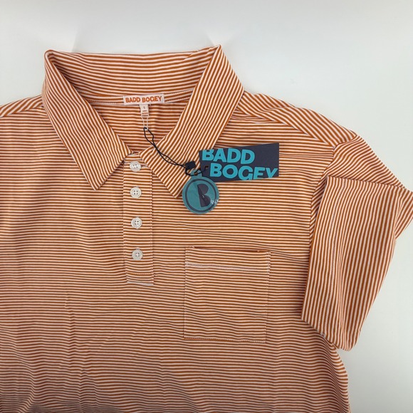 Badd Bogey Other - Badd‎ Bogey Marmalade Stripe Polo Shirt Men Small Orange White Pima Cotton NWT
